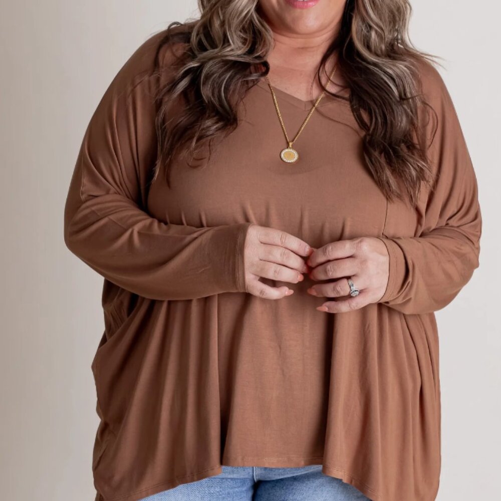 Zenana Waiting For Takeoff V Neck Top - CURVY